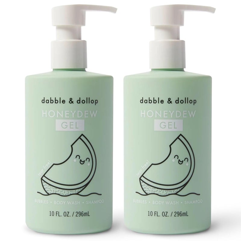Dabble & Dollop Dabble  Dollop Honeydew Melon Body Wash  Shampoo  3 in 1 Natural Bubble Bath for Kids USAMade Paraben  Sulfate Free Vegan GlutenFree TearFree 10oz Pack of 2