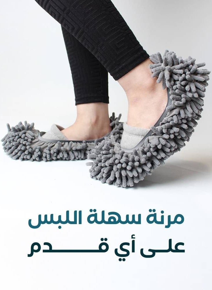 جوارب تنظيف منزلية - جوارب تنظيف من الألياف الدقيقة للأرضيات والزجاج والسيارات وإزالة الغبار - أغطية أحذية مريحة قابلة لإعادة الاستخدام والغسل لتنظيف الأرضيات - تناسب مقاسات من 35 إلى 44 قدمًا - Image 2