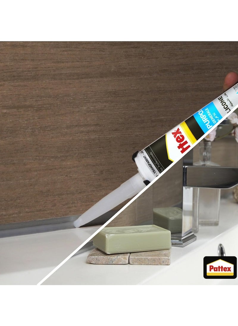 Pattex - Pattex SL212 General Purpose Silicone Sealant - 280ml for Indoor & Outdoor Use , Transparent - Image 1