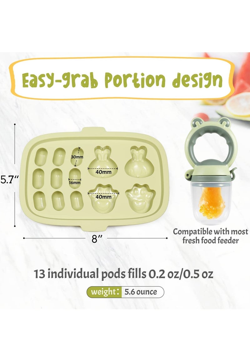 Excefore Baby Food Freezer Tray, Baby Food Storage Containers, Silicone Ice Cube Trays with Lid, Freezer Safe Breastmilk Popsicle Molds for Teething DIY Homemade Baby Food, Vegetable & Fruit Purees - Image 2