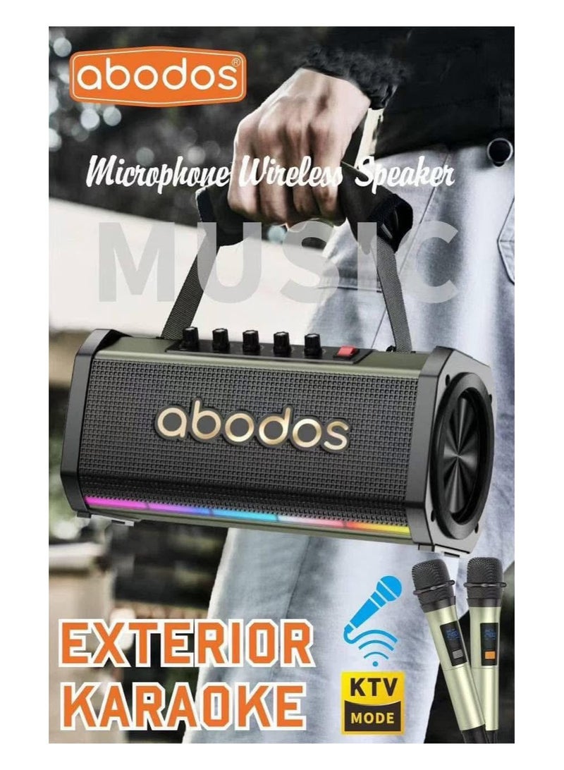Abodos AS-BS100 Karaoke Wireless Speaker with Microphone – RGB Party Light, 5-6H Playtime, Portable Bluetooth Exterior Speaker - Image 4