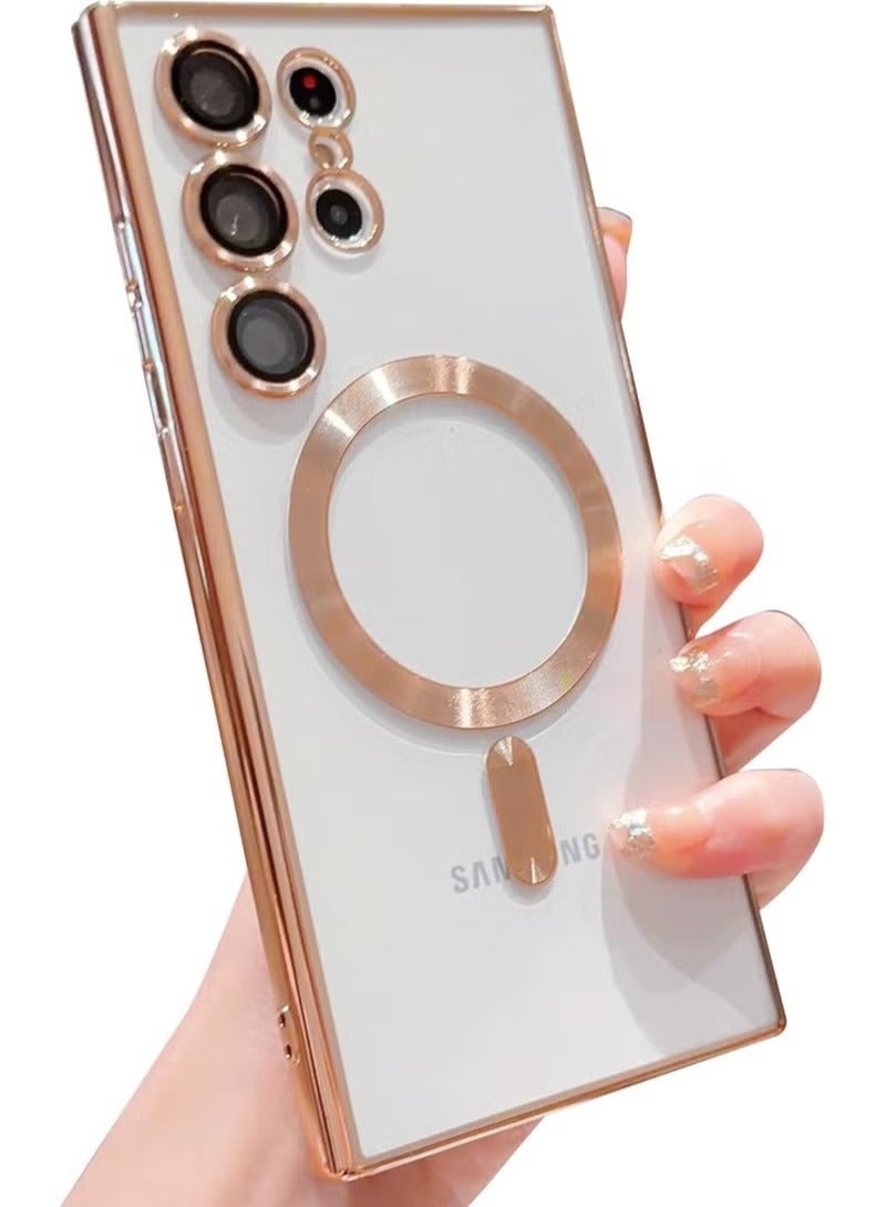 Compatible Samsung Galaxy S23 Ultra 5G Case Magnetic with Full Camera Lens Protective for Women Girls, Cover Phone Case for Samsung Galaxy S23 Ultra Case Cover 6.8 Inches (Gold) - Image 1