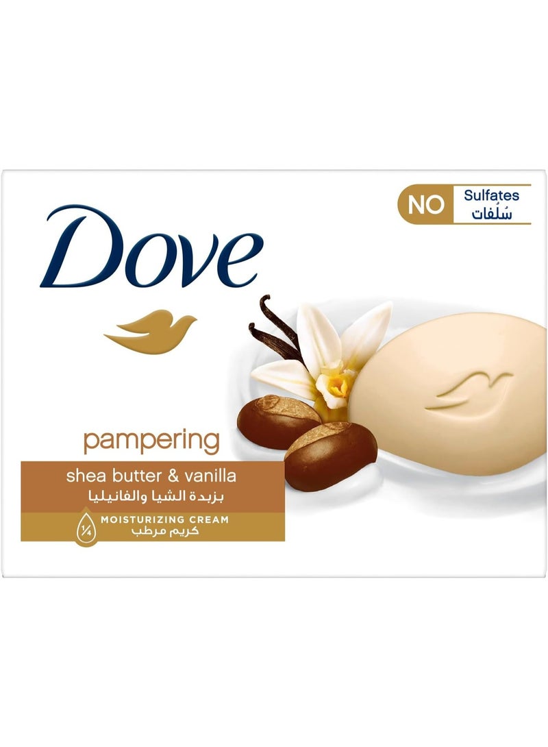 دوف صابون دوف بار كريم للتدليل والتدليل، لجميع انواع البشرة، زبدة الشيا والفانيليا مع كريم مرطب 90 غرام - Image 1