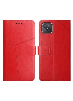 HuHa Case Cover For OPPO A92s / Reno4 Z 5G Y Stitching Horizontal Flip Leather Phone Case Red 