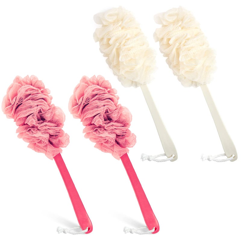 Evmliy Back Scrubber for Shower Loofah Sponge Brush Exfoliating Body Long Handle Scrub Brush for Shower with Loofah on a Stick for Back Use Bathing Accessories Body Brushes 4Pack - Image 2