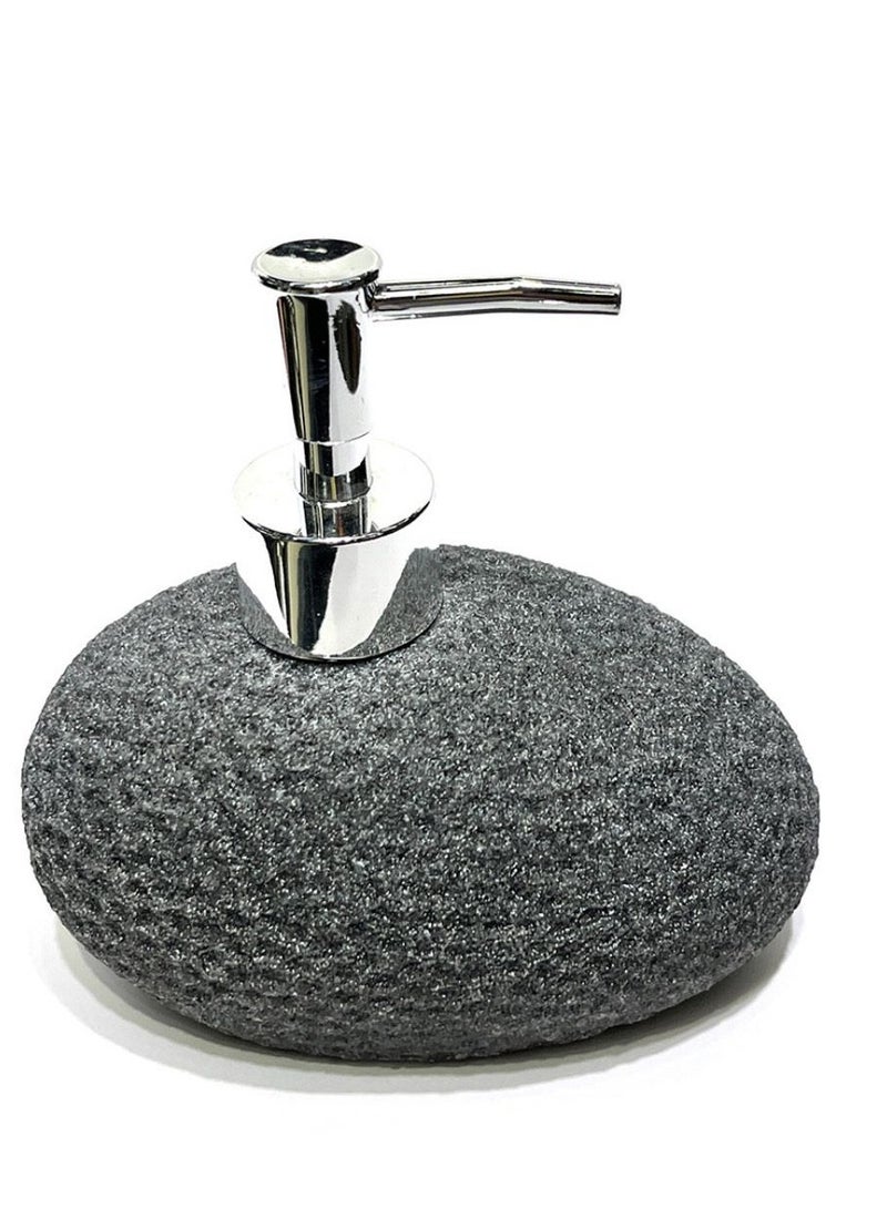 Natural Gray Stone Bathroom 5pcs Set Including Lotion Bottle, Soap Dish, Jar, Soap Tray, And a Serving Tray  - Image 2
