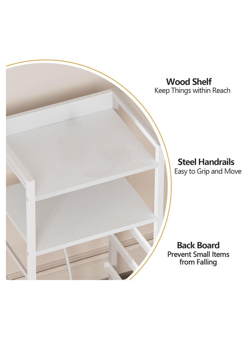 Chulovs White 5-Drawer Nightstand – Tall Bedroom Dresser, Closet Side Table & Nightstand with Fabric Storage Bins, Sturdy Metal Frame & Wooden Shelf - Image 4