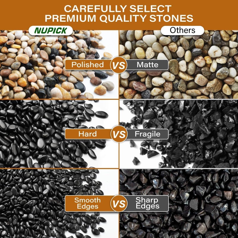 NUPICK 3lb River Rocks for Plants Indoor, 3/8 Inch Mixed Pebbles for Vase Fillers, Decorative Pea Gravel for Fish Tank, Natural Polished Stones for Succulent, Bonsai, Landscaping, Bird Baths - Image 3