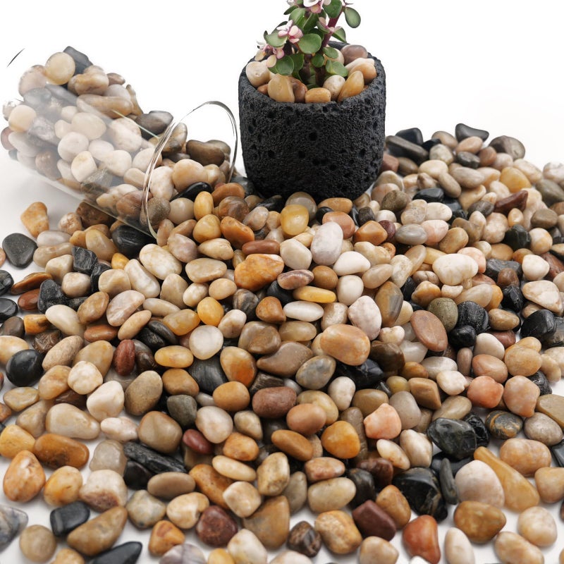 NUPICK 3lb River Rocks for Plants Indoor, 3/8 Inch Mixed Pebbles for Vase Fillers, Decorative Pea Gravel for Fish Tank, Natural Polished Stones for Succulent, Bonsai, Landscaping, Bird Baths - Image 1