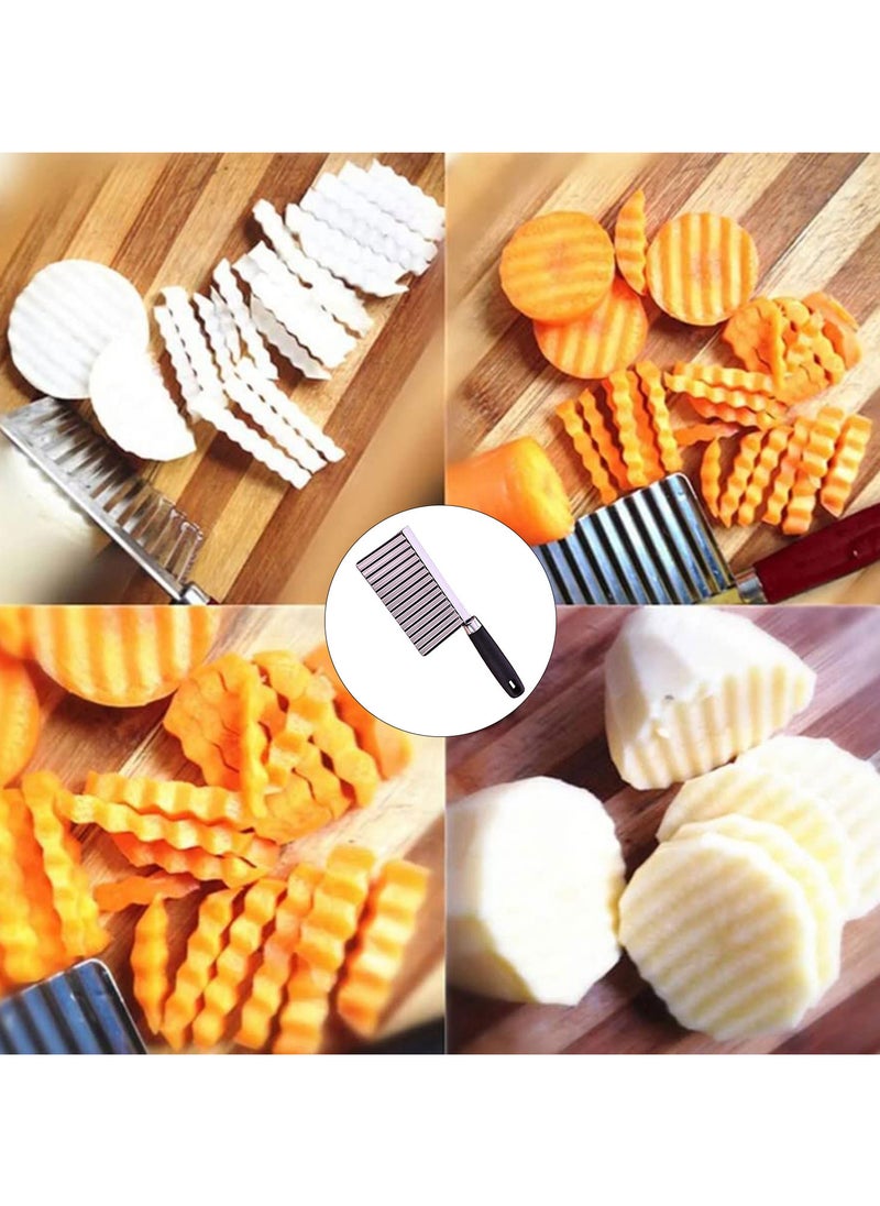 Estrico New Potato Cutter, Crinkle Choppers French Fries Chips Chopping Knives with Wavy Blade Kitchen Cooking Tool Stainless Steel Potato Cucumber Carrot Vegetable Salad Waves Cutting Small Tool  - Image 2