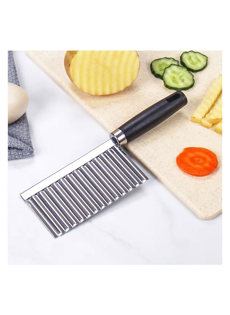 Estrico New Potato Cutter, Crinkle Choppers French Fries Chips Chopping Knives with Wavy Blade Kitchen Cooking Tool Stainless Steel Potato Cucumber Carrot Vegetable Salad Waves Cutting Small Tool  - Image 5