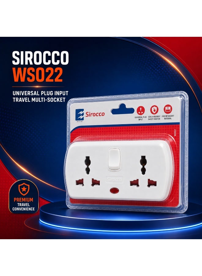 سيروكو WS022 مقبس سفر متعدد بمدخل عالمي، مصراع أمان صديق للأطفال - Image 1