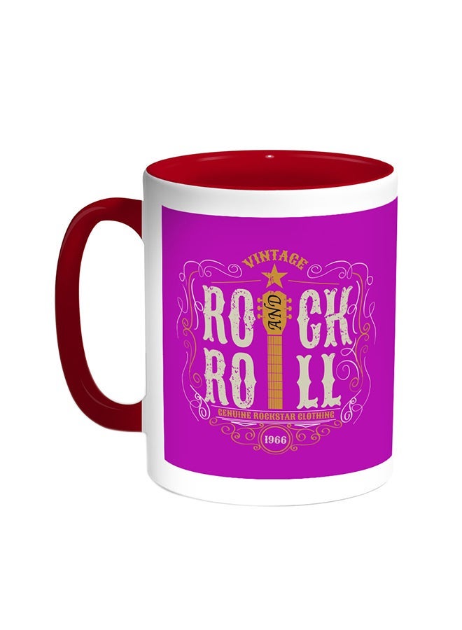 Rock And Roll Printed Coffee Mug Red/White 11ounce