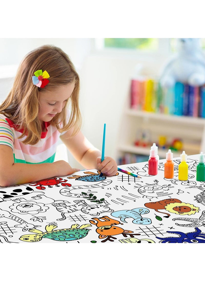 Moukeren Moukeren 3 Pcs Giant Coloring Poster 48 x 36 Kids Big Animals Coloring Table Cloth DIY Drawing Table Covers Animal Birthday Party Decorations for Kindergarten  - Image 4