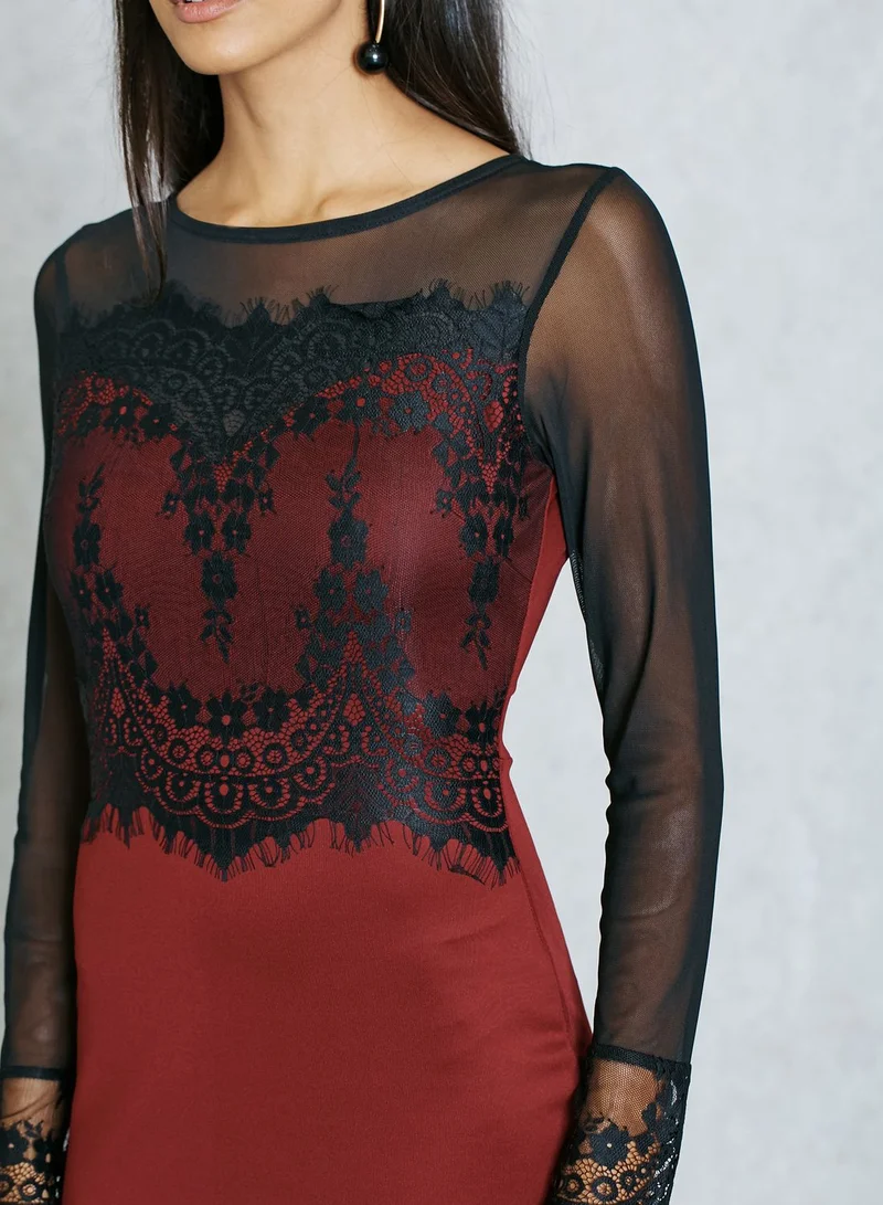 Ruby Q Lace Mesh Top Dress