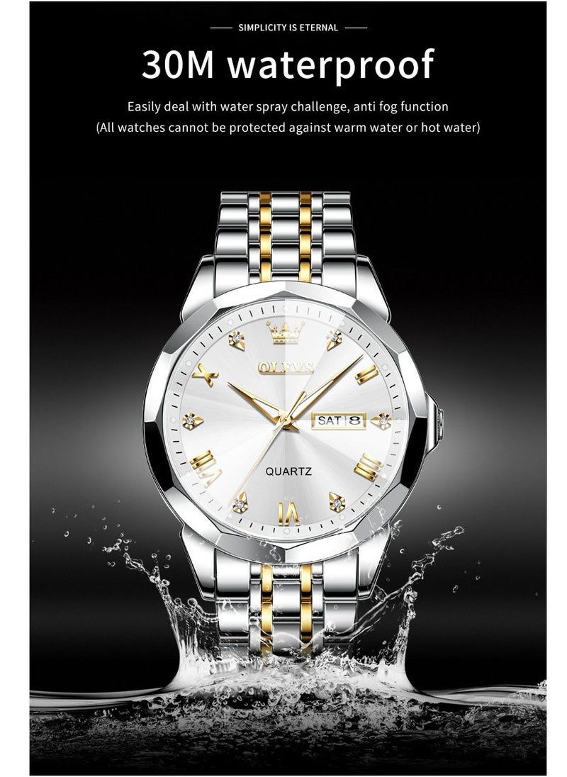 أوليفز Watches for Men Fashion Stainless Steel Quartz Analog Water Resistant Watch 9931 - Image 5