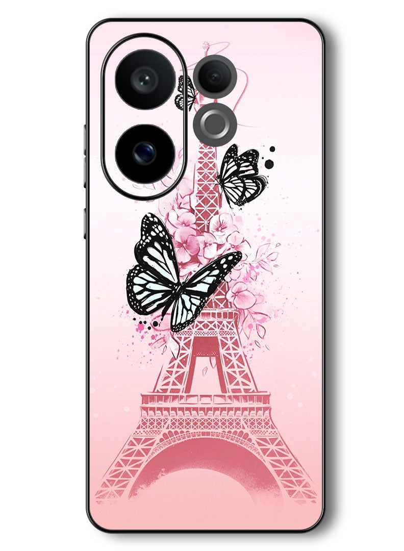 Theodor Case Compatible with Vivo V60 6.77 Inch Protection Shockproof Bumper Cover Black Butterflies - Image 1