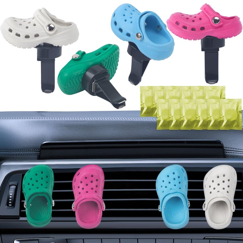 JUNIQUTE Refillable Shoes Car Air Freshener for Women 4 PCS Fun Car Air Freshener Vent Clips Accessories Cute for Car 12 PCS Fragrance Pads - Image 3