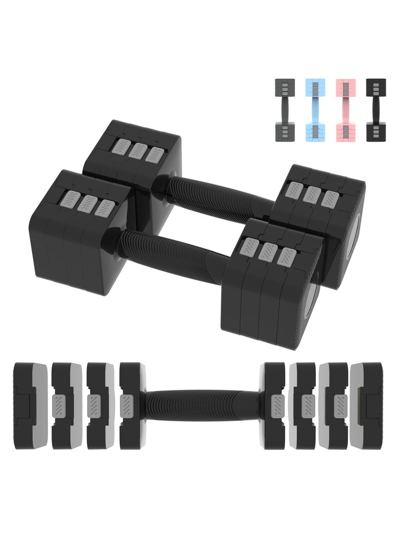برايموز دمبل قابل للتعديل 10 كجم، مجموعة من 5 كجم، زوج من الدمبل الأسود على شكل مربع قابل للتعديل - Image 1