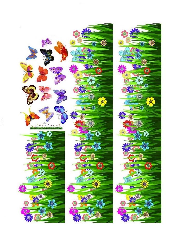 Decals Design Decals Design 'Walking in The Garden Flower' Wall Sticker (PVC Vinyl, 70 cm x 25 cm), Multicolour  - Image 3