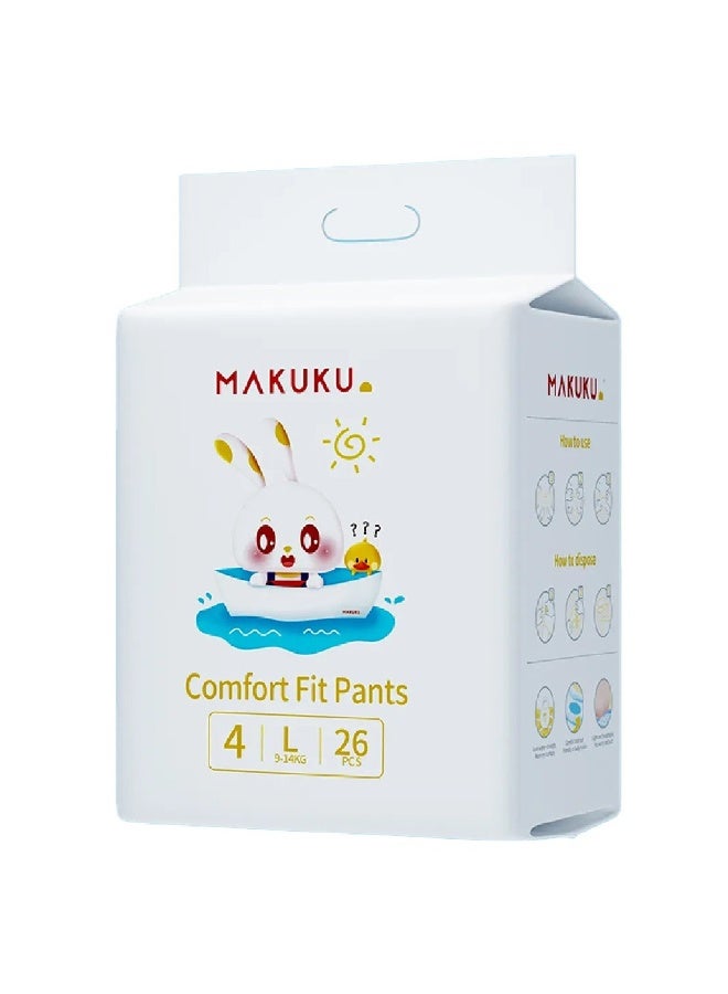 Makuku Comfort Fit Baby Diaper Pants, Size 4, Large For 9 To 14Kg, Pack of 26's