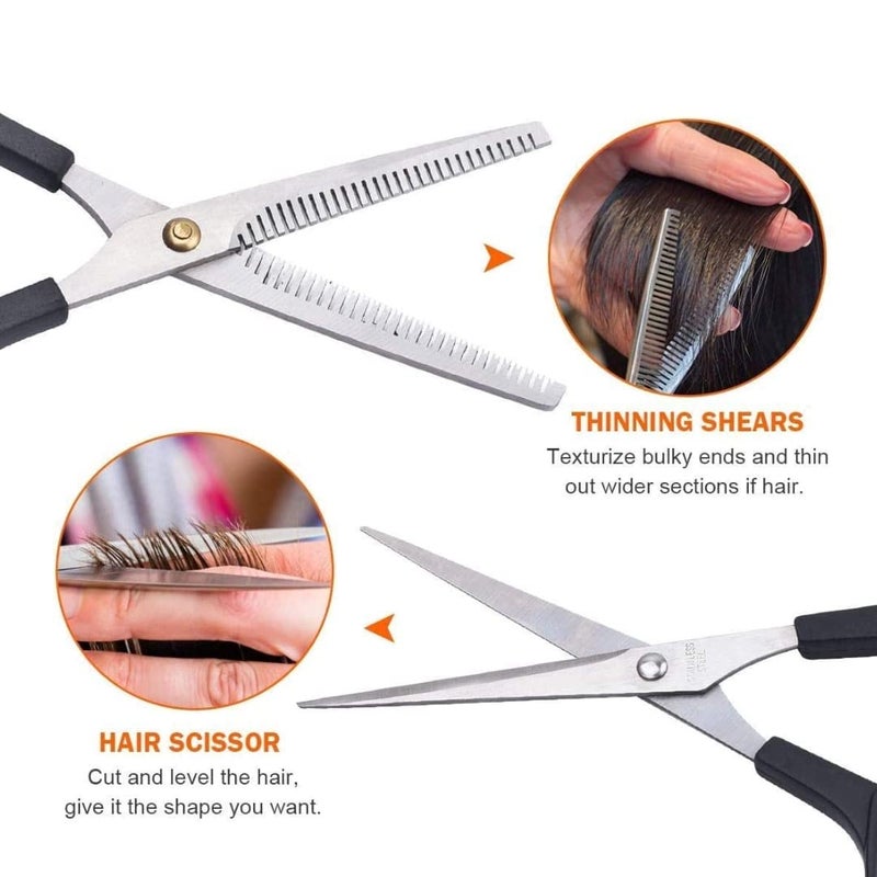 Generic Professional Salon Barber Hair Cutting Thinning Scissor Beard Hair Cutting Stainless Steel Scissors 6 Inch Set of 2 Silver  - Image 2