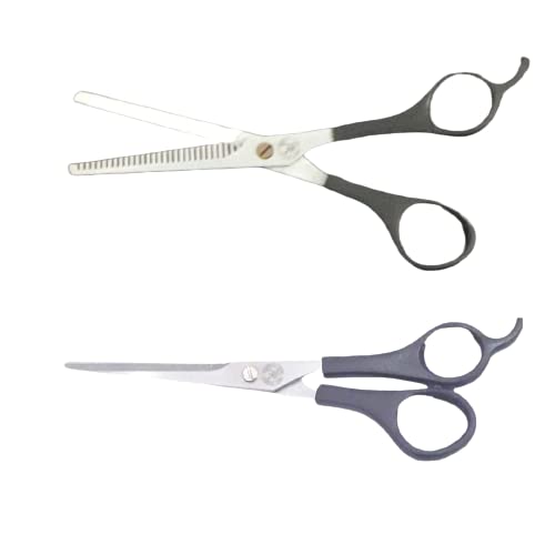Generic Professional Salon Barber Hair Cutting Thinning Scissor Beard Hair Cutting Stainless Steel Scissors 6 Inch Set of 2 Silver  - Image 1