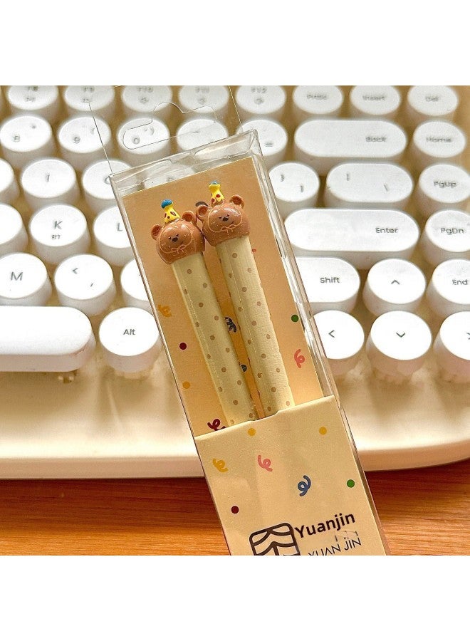 Price Control 14.9! Cartoon Animal Bamboo Chopsticks Gift Small Red Book Explosions Gift Wholesale-Color:Yellow Hat Bear-high Quality Gift Box Chopsticks-Specifications:23.5cm (adult Chopsticks)  - Image 1
