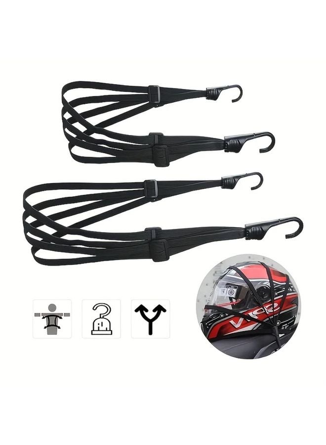 Black Bicycle Tie Down Straps 2pcs Elastic Luggage Tension Ropes with Hooks for Cycling Motorcycle - Image 2