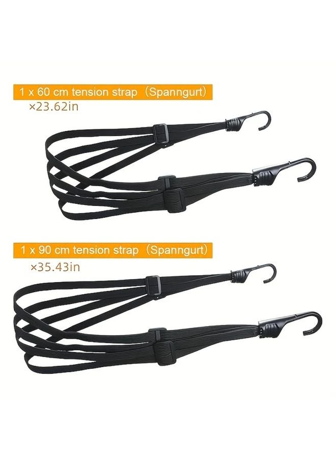 Black Bicycle Tie Down Straps 2pcs Elastic Luggage Tension Ropes with Hooks for Cycling Motorcycle - Image 3
