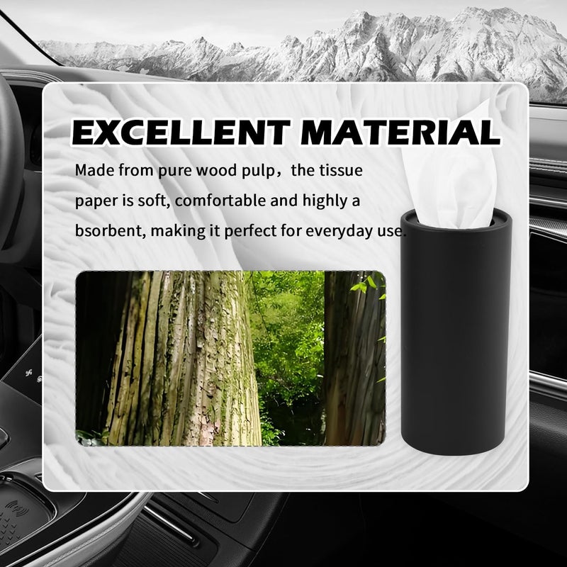 Figpade 4PCS Pull Out Cars Tissue Holder,Refillable Car Tissues Cylinder with 30-Count Per Box,Multifunctional Car Tissue Box for Cars as Automotive Garbage Cans/Pen Holders (Black) - Image 4