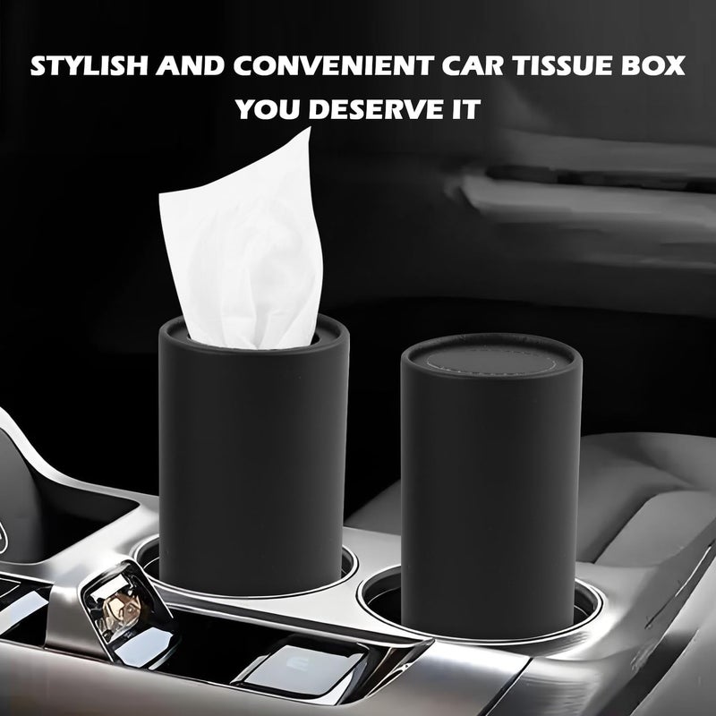 Figpade 4PCS Pull Out Cars Tissue Holder,Refillable Car Tissues Cylinder with 30-Count Per Box,Multifunctional Car Tissue Box for Cars as Automotive Garbage Cans/Pen Holders (Black) - Image 3