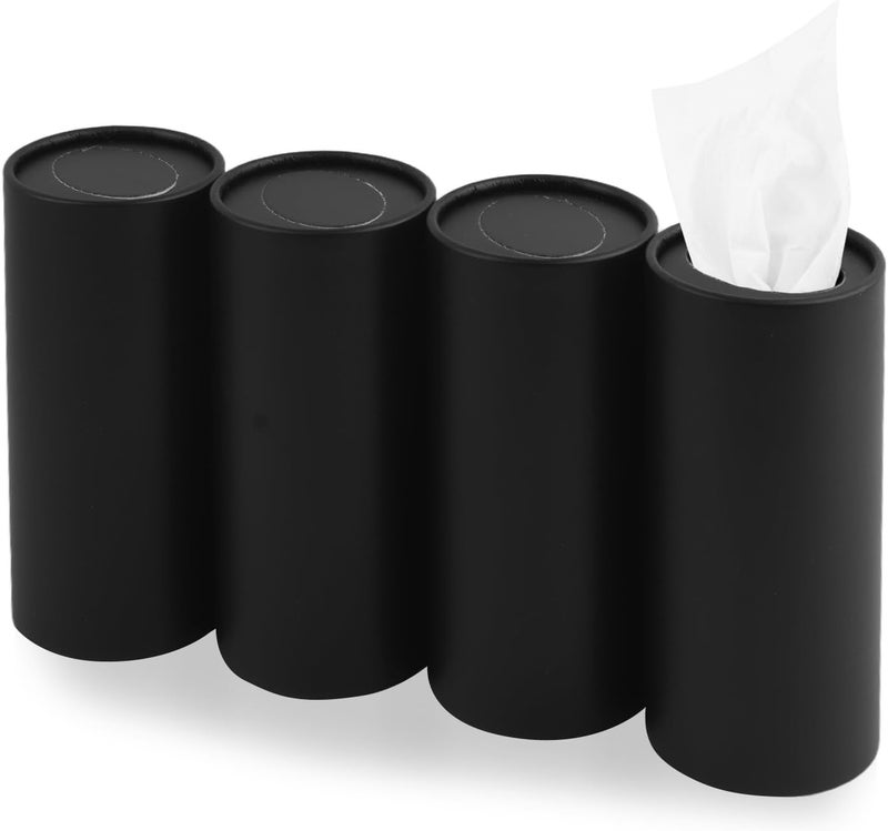 Figpade 4PCS Pull Out Cars Tissue Holder,Refillable Car Tissues Cylinder with 30-Count Per Box,Multifunctional Car Tissue Box for Cars as Automotive Garbage Cans/Pen Holders (Black) - Image 1