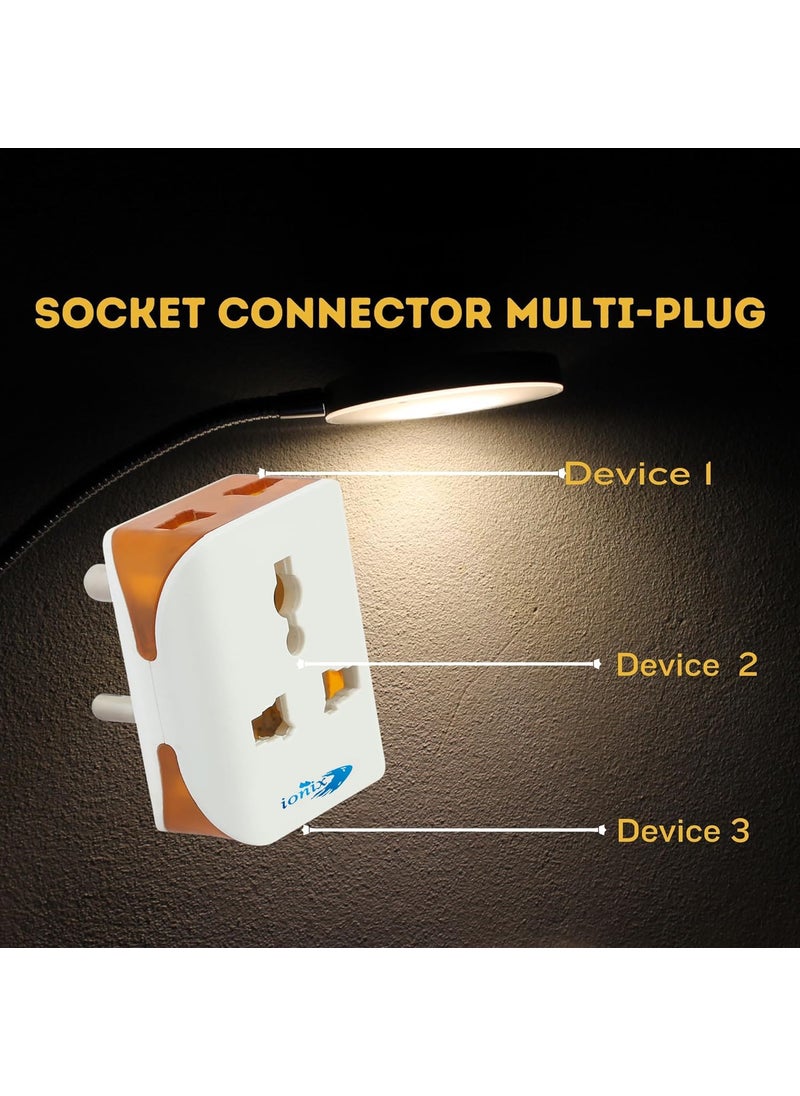 IONIX IONIX Multi Plug 3 Pin Plug Adapter Multiplug Sockets Plug Socket Multi Plug Adapter Smart Plug Three Pin Multiplug Socket Multiple Socket Plug 1 White  - Image 5