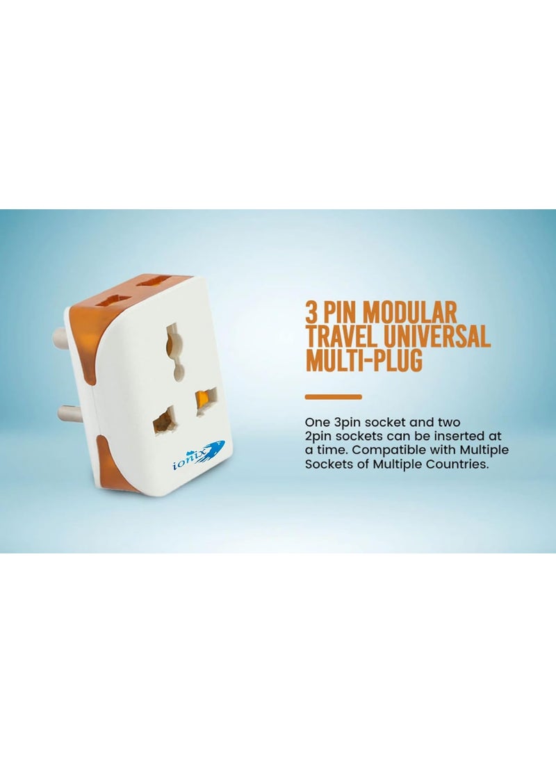 IONIX IONIX Multi Plug 3 Pin Plug Adapter Multiplug Sockets Plug Socket Multi Plug Adapter Smart Plug Three Pin Multiplug Socket Multiple Socket Plug 1 White  - Image 3