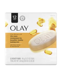 Olay Olay Outlast Ultra Moisture Beauty Soap Bar, 10x More Moisturizers, Nourishing Conditioners, Vitamin B3 Complex, 3.17 oz (Pack of 12)  - Image 1
