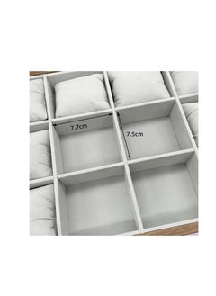 Generic Wooden Organizer Case for Jewelry Watches 12 Sections With Glass Lid, Padded Inside, 35cm x24cm x7.5cm-Brown  - Image 4