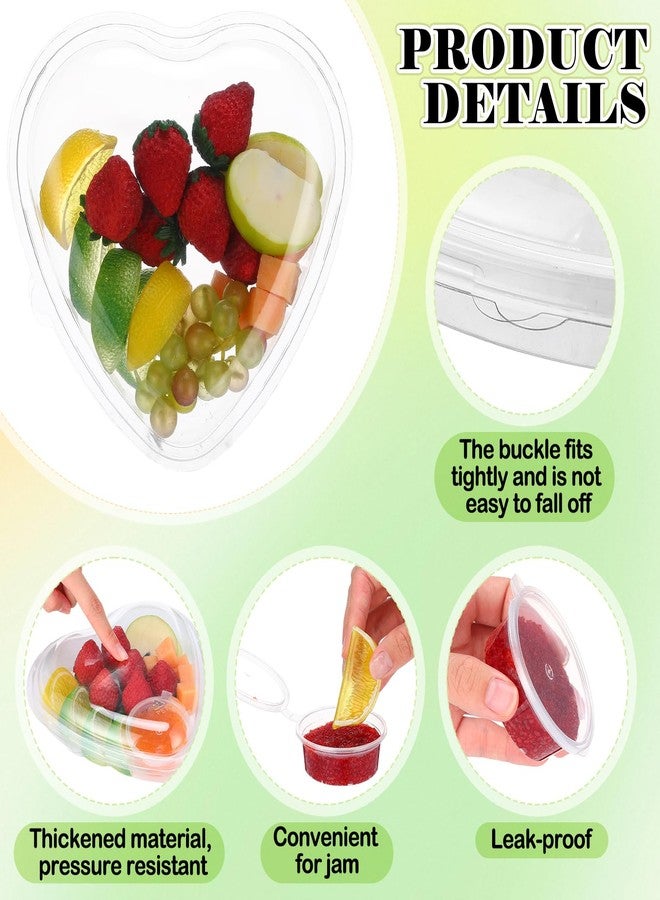 Tiangrid 30 Set Heart Fruit Tray with Lid 7. 5 Inch Disposable Veggie Appetizer Tray with 2 oz Clear Plastic Dip Cup for Serving Party Dessert Cups Food Dip Platter Container for Veggie Snack Party - Image 5