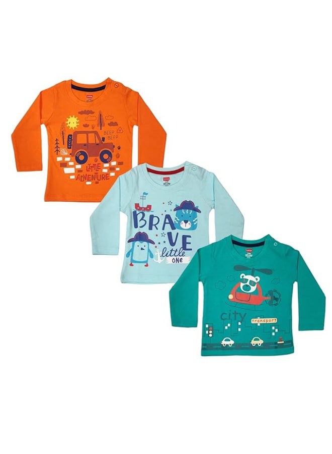 LuvLap Baby Boys Regular Fit 100% Cotton Full Sleeves Boys T-Shirt Set Pack of 3 - Image 2