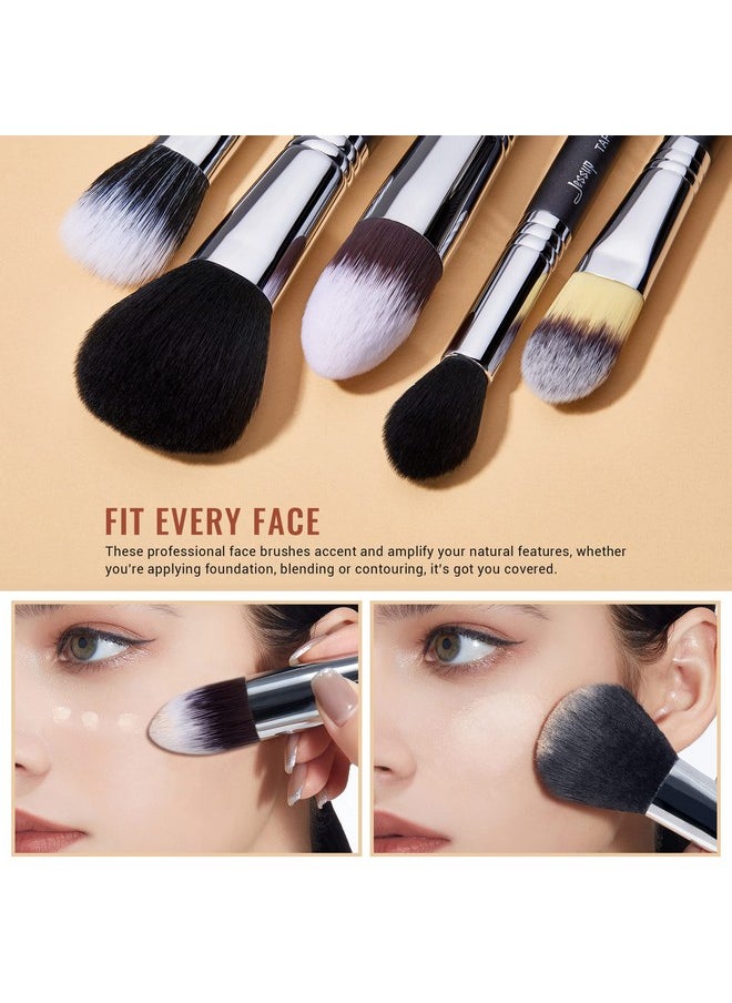 Jessup - Makeup Brushes Set Professional 27 Pcs Brush Makeup Premium Synthetic Foundation Contour Powder Blush Highlighter Eyeshadow Concealer Brow Face Make Up Brushes Tools Blacksilver T133 - Image 1