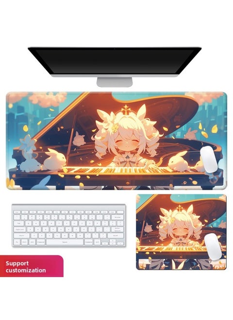 Super Large Mouse Pad Cute Anime Girl Two-dimensional Table Pad Non-slip Dirty-resistant E-sports Game Office Keyboard Pad-Color:220*180*2mm Without Locking Edge-Pattern:Bw1046 Piano Girl