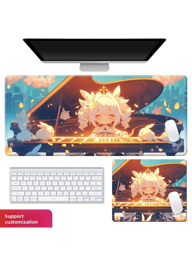 Generic - Super Large Mouse Pad Cute Anime Girl Two-dimensional Table Pad Non-slip Dirty-resistant E-sports Game Office Keyboard Pad-Color:220*180*2mm Without Locking Edge-Pattern:Bw1046 Piano Girl - Image 1