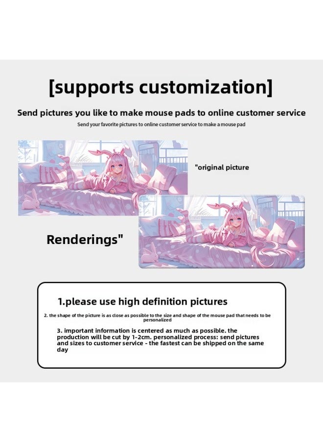 Generic - Super Large Mouse Pad Cute Anime Girl Two-dimensional Table Pad Non-slip Dirty-resistant E-sports Game Office Keyboard Pad-Color:220*180*2mm Without Locking Edge-Pattern:Bw1046 Piano Girl - Image 1