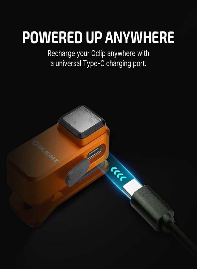 أولايت مصباح يدوي OLIGHT Oclip EDC قابل لإعادة الشحن بقوة 300 لومن ومصدرين ومشبك جيب مدمج، شحن USB-C مريح، مصابيح فلاش مغناطيسية للعمل وركوب الدراجات والطوارئ وأداة الإشارة (برتقالي) - Image 5