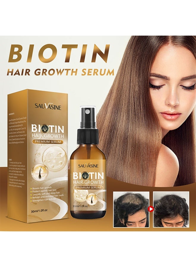 سوفازين سيروم بيوتين لنمو الشعر الفاخر، سيروم لتكثيف الشعر بزيت الخروع ومستخلص جذور الزنجبيل، سيروم لتكثيف الشعر وزيادة حجمه لتعزيز نمو الشعر، يقلل من تساقط الشعر 30 مل - Image 1