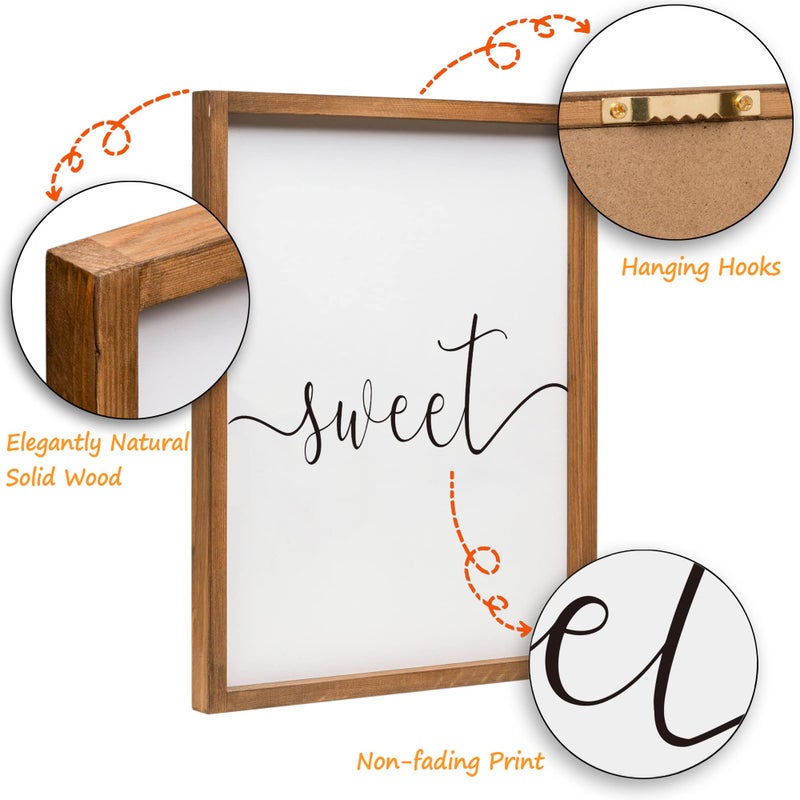 Houmury مجموعة من 3 Farmhouse Sweet Dreams Sign 11x14 فوق السرير جدار ديكور لديكور غرفة نوم علامات الخشب (11 "" X14 "" براون) - Image 4