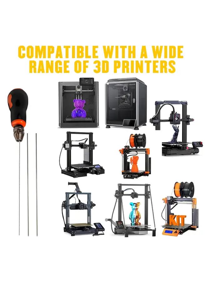 4 Piece 3D Printer Nozzle Cleaning Kit Clog Remover Tool Set Includes 1 Grip And 3 Needles For Clearing Blocked Extruder Hotend Heatsink Ejection Tube And Nozzle Compatible With 1.75mm Filament - Image 5