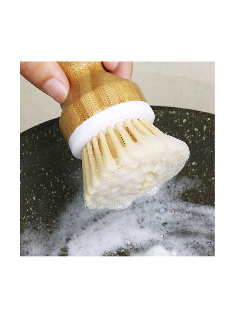 Excefore Scrub Brushes Bamboo Dish Brush Wooden Cleaning Scrubbers Set for Pots Pans Kitchen Sink Vegetables Washing, of 3 - Image 2