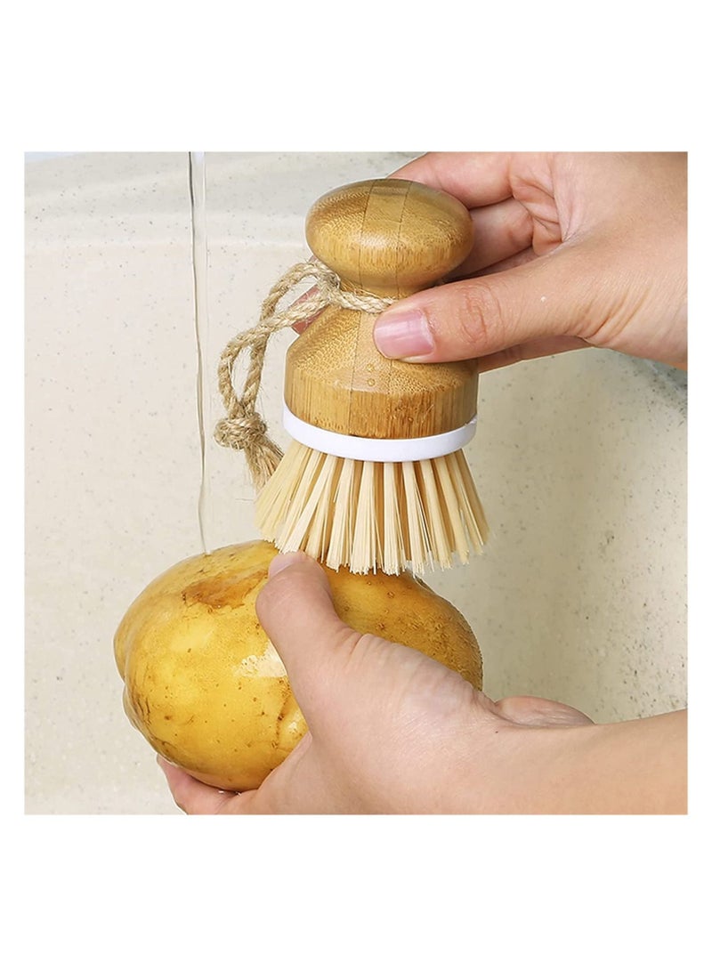 Excefore Scrub Brushes Bamboo Dish Brush Wooden Cleaning Scrubbers Set for Pots Pans Kitchen Sink Vegetables Washing, of 3 - Image 5