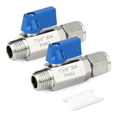 TAISHER 2PCS 304 Stainless Steel Compression Mini Ball Valve Shut Off Switch 38 Tube OD x 38 NPT Male - Image 1
